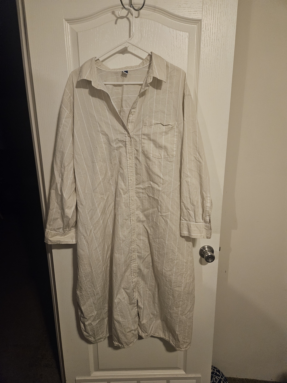 Old Navy women's Ivory Stripe Button-Down Long Shirt Dress 2X